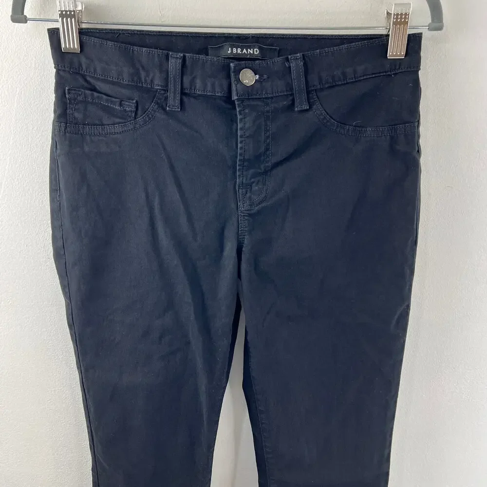 J Brand Black 28 Denim Jeans Cotton 5-Pockets Mid Rise Skinny Leg Regular Fit